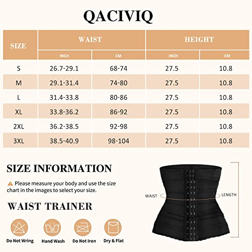 QACIVIQ Segmented Waist Trainer for Women Waist Cincher Shapewear for Women Tummy Control Workout Body Shaper Girdle Black