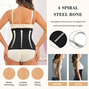 QACIVIQ Segmented Waist Trainer for Women Waist Cincher Shapewear for Women Tummy Control Workout Body Shaper Girdle Black