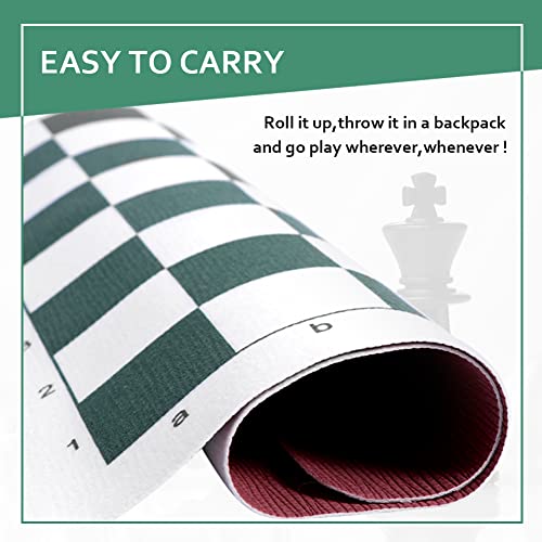 Portable Chess & Checkers Set, Tournament Chess Mat with Storage Bag, Folding Roll Up Chess Set Travel Chess Set for Kids and Adults(Size:34cm)