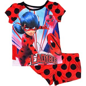 miraculous lady bug girls' little pajama sleepwear sets, red dot