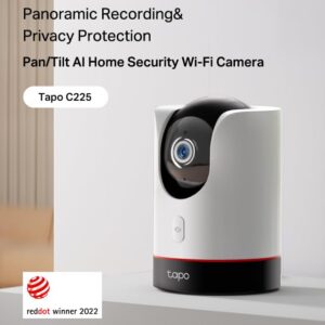 TP-Link Tapo 2K QHD Pan/Tilt Wi-Fi Camera | Physical Privacy Mode | Color Night Vision | AI Detection | Motion Tracking | 2-Way Audio | Local/Cloud Storage | Works w/Alexa&Google Home | (Tapo C225)