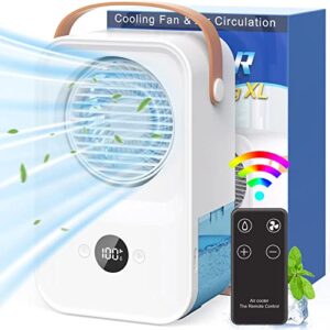 portable air conditioner with remote control, aoymjrs evaporative air cooler, personal mini air cooler with 4 wind speeds desktop cooling fan for for home room camping car office