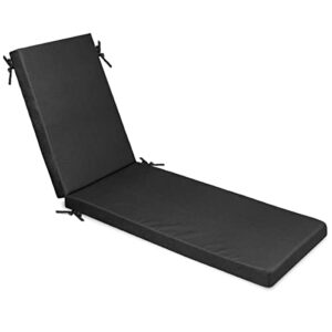 milliard memory foam outdoor chaise lounge lawn chair cushion, with waterproof and washable cover, black, 73x21x2.5