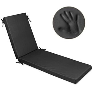 Milliard Memory Foam Outdoor Chaise Lounge Lawn Chair Cushion, with Waterproof and Washable Cover, Black, 73x21x2.5