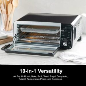 Ninja SP251Q Digital Air Fry Pro Countertop 10-in-1 Smart Oven w/Temperature Probe, Extended Height, XL Capacity, Flip Up Storage, w/Air Fry Basket, Wire Rack & Crumb Tray (Renewed) (Navy)