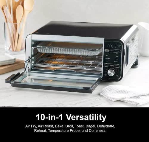 Ninja SP251Q Digital Air Fry Pro Countertop 10-in-1 Smart Oven w/Temperature Probe, Extended Height, XL Capacity, Flip Up Storage, w/Air Fry Basket, Wire Rack & Crumb Tray (Renewed) (Navy)