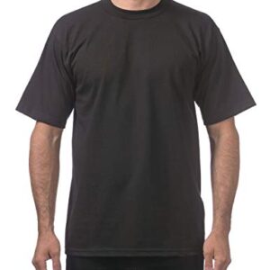 Pro Club Men's Heavyweight Cotton Short Sleeve Crew Neck T-Shirt, Black, 2X-Large