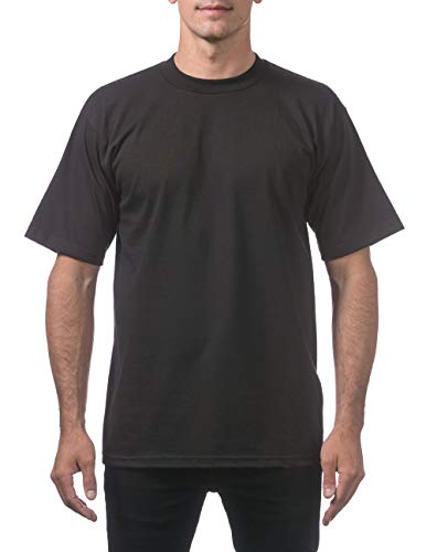 Pro Club Men's Heavyweight Cotton Short Sleeve Crew Neck T-Shirt, Black, 2X-Large