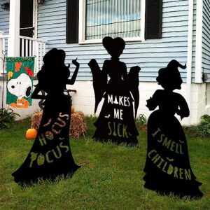 Ivenf Witch Halloween Decorations Outdoor: 3 Extra Large Black Hocus Pocus Witches, Halloween Silhouette Yard Signs with Stakes, Thick Corrugated Plastic, Outside Yard Lawn Decor for Kids Home Party