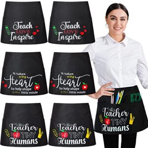 berlune 6 pieces half apron for teachers with 3 pockets teacher apron 3 pocket waist apron teacher appreciation gift ideas