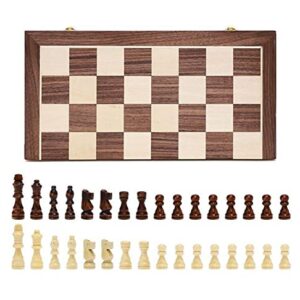 RUVOO Chess Game Chess Set Chess Board 11" Wooden Folding Chess Boards, Handcrafted Portable Travel Chess Game for Beginner Tournament Chess Board Set Board Game