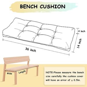 ROFIEJOX Indoor/Outdoor Bench Cushion 36x14 inch - Comfortable&Soft Fabric,Tufted Memory Foam, Non-Slip Bottom, Long Seat Cushion Furniture for Window Patio Garden Floor, (36x14x4) Milky White