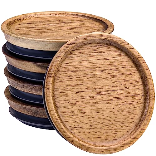 5PACK Wooden Mason Jar Lids Compatible with Ball/Kerr Wide Mouth Jar, Reusable Acacia Wood Canning Jar Lids Fit Ball Jar Mason, Mason Jar Dry Food Storage Lids 5PCS,Brown