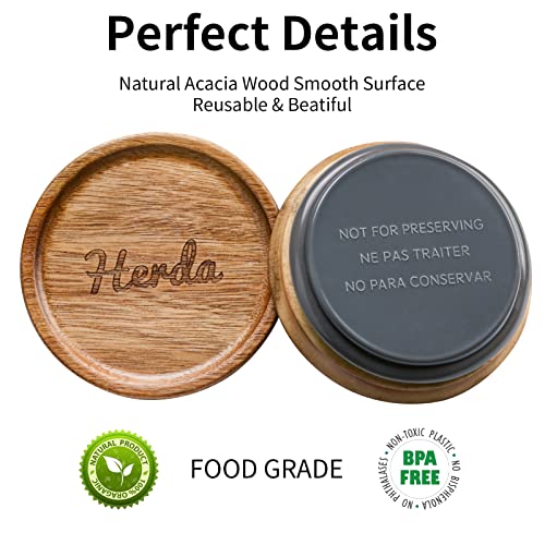 5PACK Wooden Mason Jar Lids Compatible with Ball/Kerr Wide Mouth Jar, Reusable Acacia Wood Canning Jar Lids Fit Ball Jar Mason, Mason Jar Dry Food Storage Lids 5PCS,Brown