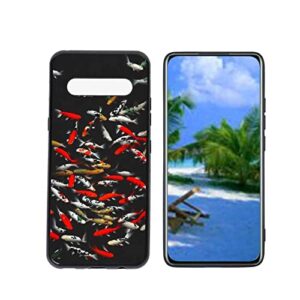 heolculwo compatible with lg v60 thinq 5g phone case, koi-fish-21 case silicone protective for teen girl boy case for lg v60 thinq 5g