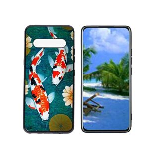 heolculwo compatible with lg v60 thinq 5g phone case, koi-fish-34 case silicone protective for teen girl boy case for lg v60 thinq 5g
