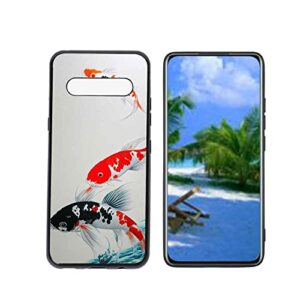 heolculwo compatible with lg v60 thinq 5g phone case, lucky-koi-fish-13 case silicone protective for teen girl boy case for lg v60 thinq 5g