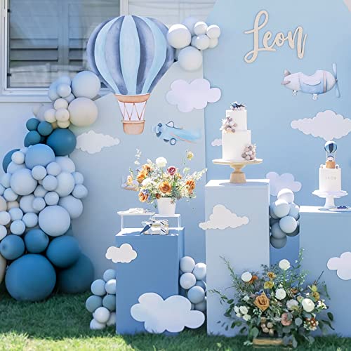 RUBFAC Slate Blue Balloon Arch Kit, Pastel Blue Gray Sand White Latex Party Balloons for Wedding Reception Banquet Engagement Bridal Shower Decoration