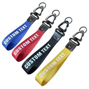 qjs patch 4 pack keychain,personalised text pendant,customisable keytag with key ring car key chain clip nylon webbing buckl for car, backpack