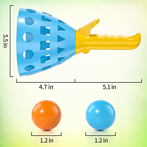 TEMI Pop Pass Catch Ball Game with 4 Catch Launcher Baskets and 20 Balls, Beach Toys Backyard Outdoor Indoor Game Age 3 4 5 6 7 8 9 10+ Years Old Boys Girls Kids Adults Family Christmas Easter Gifts