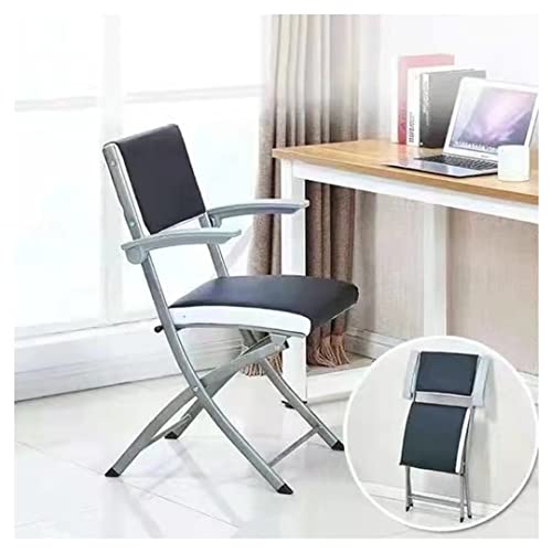Computer Desk Chairs for Adults no Wheels,Chairs for bedrooms Comfy,Folding Office Chair with Pu Leather Padded Seat,Home Office Desk Chair Ergonomic,330-Pound Capacity 1 Piece,Black
