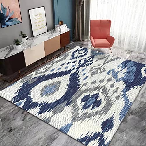 AARXLBB Abstract Rug 8x10 Feet / 240x300 cm Indoor Soft Fluffy Rug Bedroom Kitchen Dining Room Floor Washable Accent Rug Home Office Nursery Decor Gray Blue White Gradient Moroccan Pattern