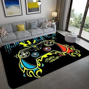 aarxlbb abstract rug 8x10 feet / 240x300 cm indoor soft fluffy rug bedroom kitchen dining room floor washable accent rug home office nursery decor black yellow blue red gamepad pattern