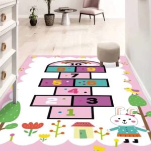 aarxlbb abstract rug 8x10 feet / 240x300 cm indoor soft fluffy rug bedroom kitchen dining room floor washable accent rug home office nursery decor white pink purple puzzle game pattern
