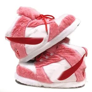 laprby high top with wings sneaker slippers unisex one-size ultra comfy and cozy house fluffy jordan like slippers for men and women (pink,4,12)