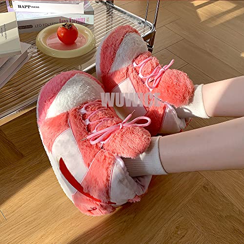 LAPRBY High Top with Wings Sneaker Slippers Unisex One-Size Ultra Comfy and Cozy House Fluffy Jordan Like Slippers for Men and Women (Pink,4,12)