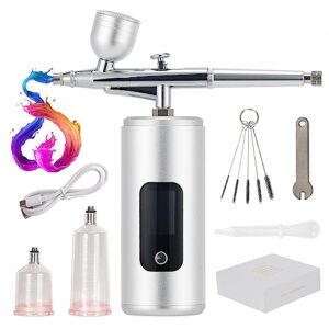 ggsimidale airbrush kit with compressor, 36psi handheld mini air brush gun set, portable high pressure air brushes for painting, tattoo, nail art, mode, makeup, cake, barber