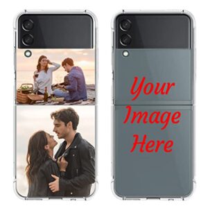 susutify custom photo phone case for samsung galaxy z flip 3,personalized picture/text,slim soft black cover,unique niche gift for couple family friends