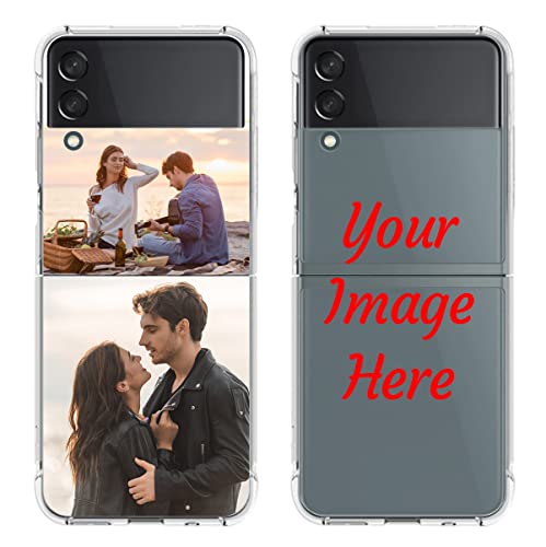 SuSuTiFy Custom Photo Phone Case for Samsung Galaxy Z Flip 3,Personalized Picture/Text,Slim Soft Black Cover,Unique Niche Gift for Couple Family Friends