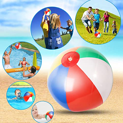 Inflatable Beach Ball Kids Beach Balls Bulk Pool Party Favors Summer Water Toy Fun Outdoor Games Activities Classic Rainbow Color Birthday Party Decorations Gifts 12 Inches from Inflated(10 PCS)