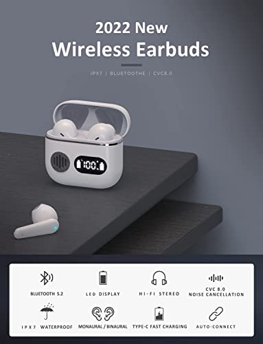 Wireless Earbuds Bluetooth 5.2 Ear Buds True Wireless Headphones,in-Ear Bluetooth Earphones,HiFi Stereo Touch Control, ENC Noise Cancelling Ear Buds with Microphone, audifonos Bluetooth inalambricos