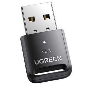 ugreen bluetooth adapter for pc, 5.3 bluetooth dongle, plug & play for windows 11/10/8.1, bluetooth transmitter & receiver for keyboard/mouse/headphone/speakers/printer