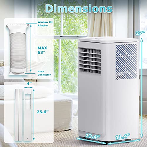 LEMBERI 8000 BTU Portable Air Conditioners with Remote Control,Quiet Room AC Unit up to 350 Sq Ft,3 in 1 Compact Cooling Unit with Dehumidifier and Fan Functions, with Remote Control