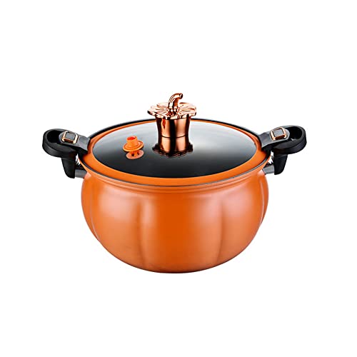 Micro Pressure Cooker Maifan Stone Soup Pot Pumpkin Shaped Non-Stick Pot Multi-Function Micro Pressure Cooking Pot Gas Stove/Open Fire Induction Cooker Universal Stew Pot (Orange)