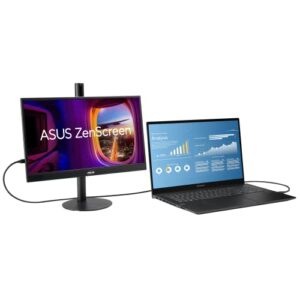 ASUS ZenScreen 17” 1080P Portable USB Monitor (MB17AHG) - Full HD, IPS, 144Hz, USB Type-C, FreeSync Premium, Eye Care, L-shaped kickstand, Tripod Mountable, HDMI, FSC Certified, 3-Year Warranty,BLACK
