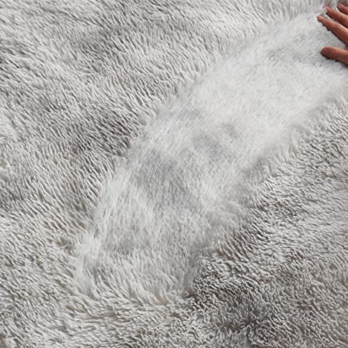 Arbosofe Fluffy Soft Area Rugs for Bedroom Living Room, Tie Dyed Light Grey Shaggy Rugs 8 x 10 Feet, Carpet for Kids Room, Throw Rug for Nursery Room, Fuzzy Plush Rug for Dorm, Cute Room Decor