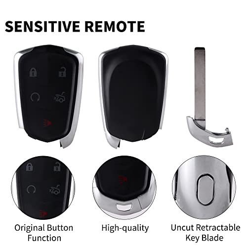 Keyless Remote Car Start 5B Raryloy Smart Key Fob for Cadillac XTS 2016-2019 ; CT6 2016-2020 ; ATS/CTS 2017-2019；XT5 2017-2020 ; XT4 2019-2020 FCCID: HYQ2EB 433.92Mhz