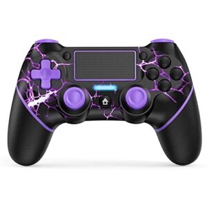 wireless controller for ps4/pro/slim consoles, gamepad controller with 6-axis motion sensor/audio function/charging cable - lightning