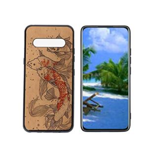 heolculwo compatible with lg v60 thinq 5g phone case, koi-fish-16 case silicone protective for teen girl boy case for lg v60 thinq 5g