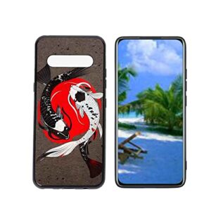 heolculwo compatible with lg v60 thinq 5g phone case, koi-fish-45 case silicone protective for teen girl boy case for lg v60 thinq 5g