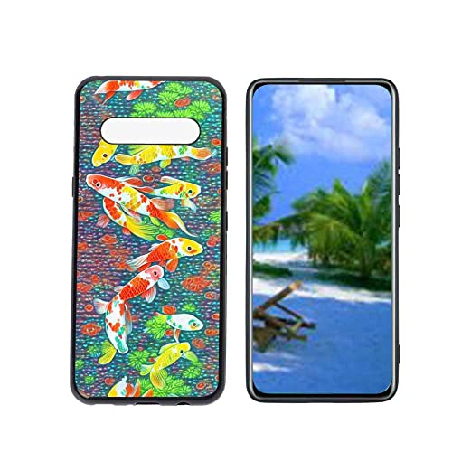 HEOLCULWO Compatible with LG V60 ThinQ 5G Phone Case, Rainbow-Koi-Fish-50 Case Silicone Protective for Teen Girl Boy Case for LG V60 ThinQ 5G