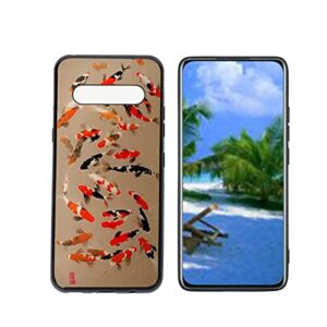 heolculwo compatible with lg v60 thinq 5g phone case, koi-fish-14 case silicone protective for teen girl boy case for lg v60 thinq 5g