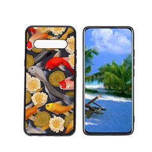 heolculwo compatible with lg v60 thinq 5g phone case, japanese-style-koi-fish-2 case silicone protective for teen girl boy case for lg v60 thinq 5g