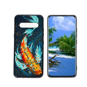 heolculwo compatible with lg v60 thinq 5g phone case, lucky-koi-fish-7 case silicone protective for teen girl boy case for lg v60 thinq 5g