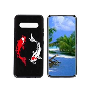heolculwo compatible with lg v60 thinq 5g phone case, koi-fish-4 case silicone protective for teen girl boy case for lg v60 thinq 5g