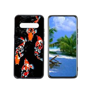heolculwo compatible with lg v60 thinq 5g phone case, koi-fish-32 case silicone protective for teen girl boy case for lg v60 thinq 5g